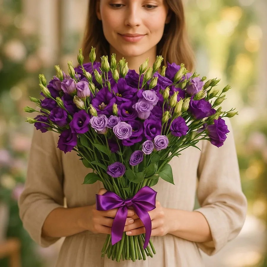 51 фиолетовые лизиантус букет
