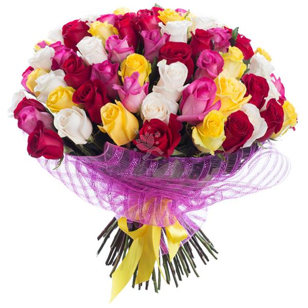 51 Gemischtfarben Rosen Strauß