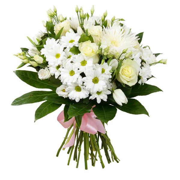 Weiß Chrysanthemen und Weiß Rosen