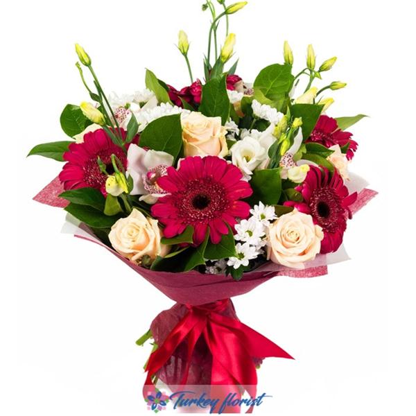 Kırmızı Gerbera Gül ve  Buketi